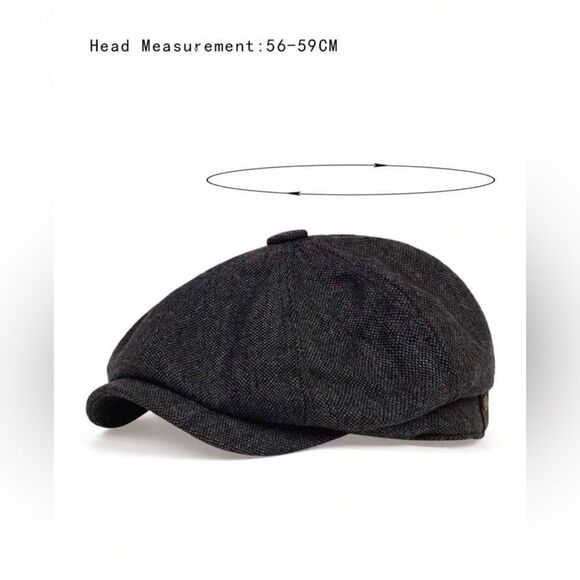 Classic Black Wool Newsboy Cap - Picture 9 of 9